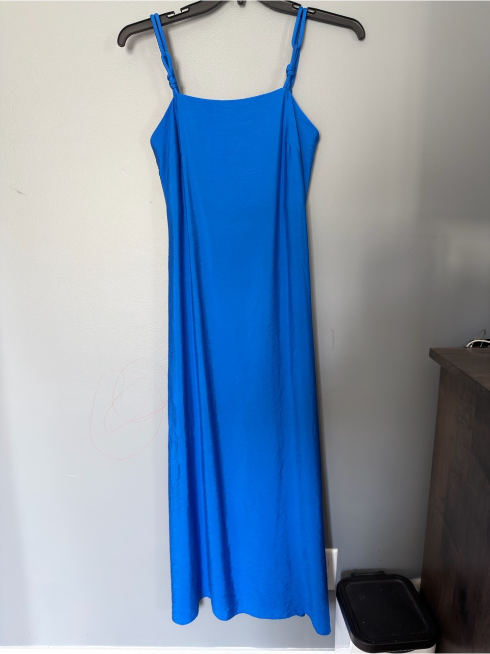 ANTONIO MELANI Royal Blue Slip Maxi Dress with Knotted Straps
